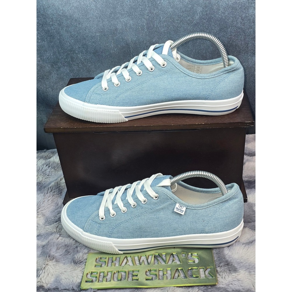 New Hurley Carrie Sneakers Light Blue Denim Textile Low Top Womens Size 8.5